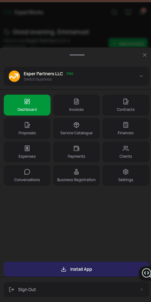 EsperWorks app screen